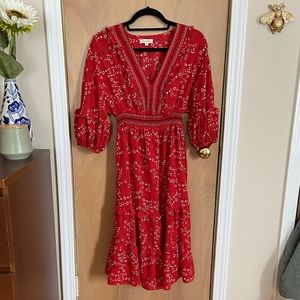 Bohemian floral red dress